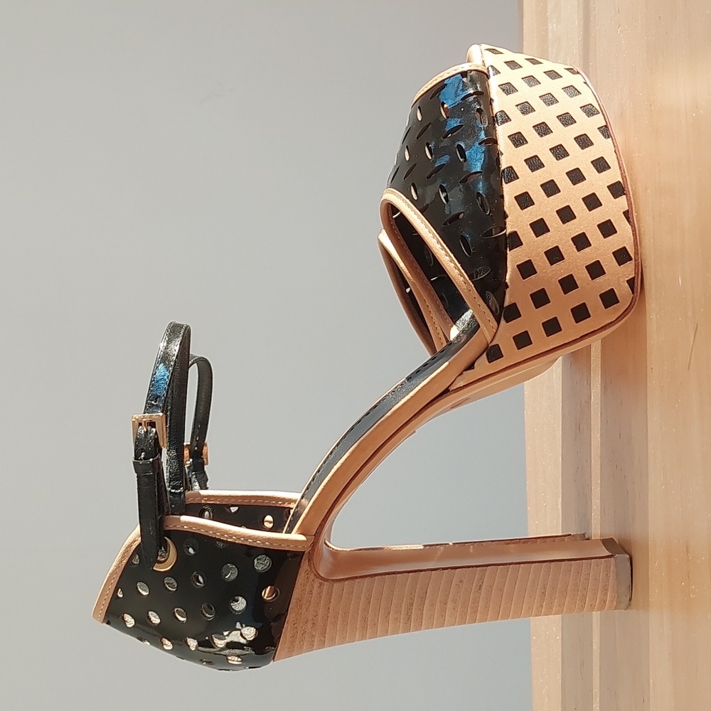 Moschino Cheap And Chic Black Patent Leather High Heeled Sandals